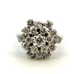 Woman’s Ladies 14k White Gold Diamond Cluster Ring Size 5.5 GP3112828