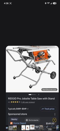 Ridgid pro jobsite table saw