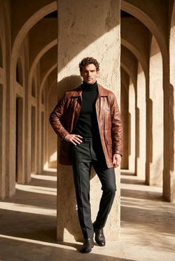 Brown leather jacket