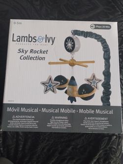 Sky Rocket Planets/Stars Musical Baby Crib Mobile Soother Toy- Blue