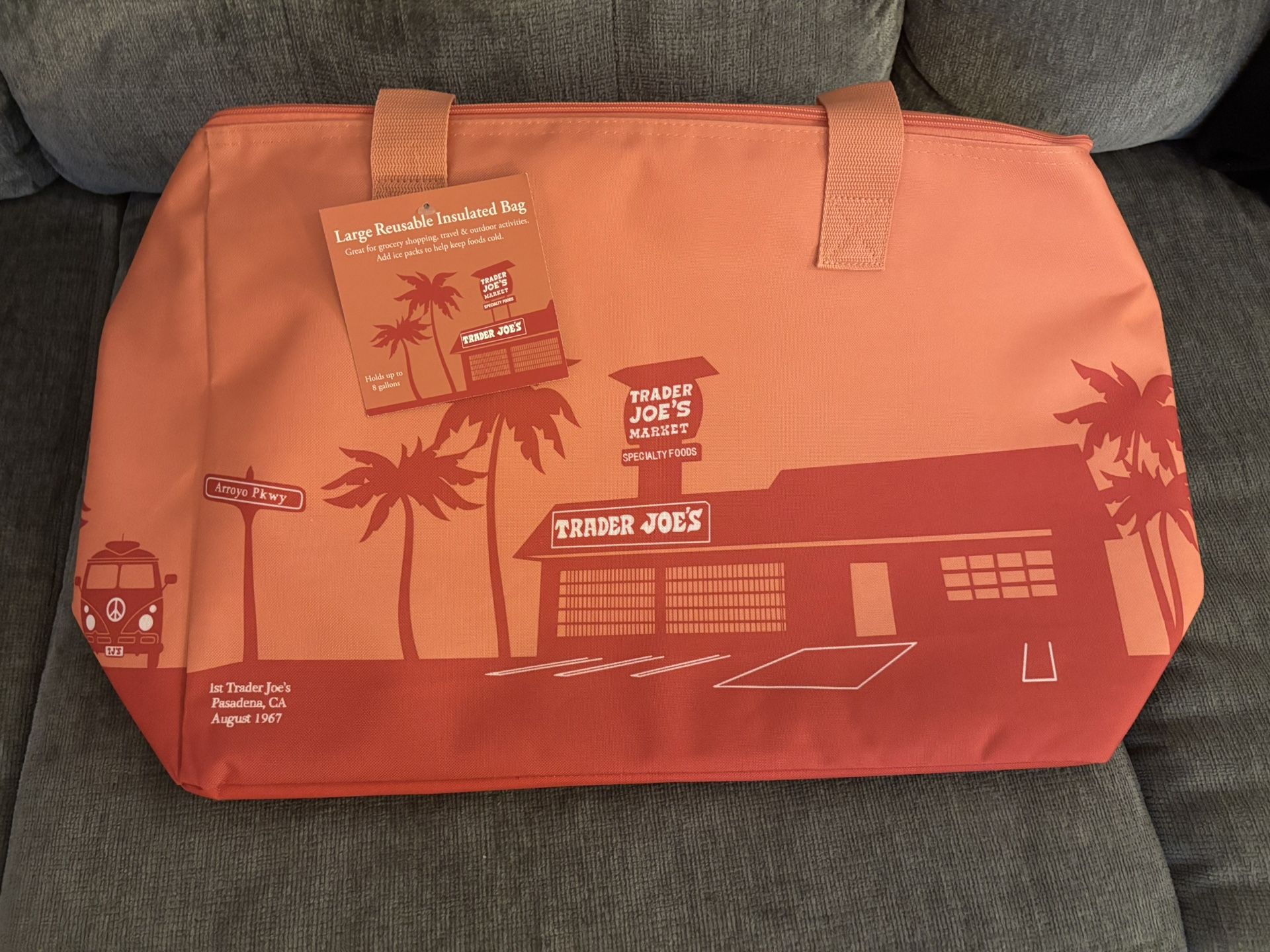 Trader Joes Peach Tote Insulated