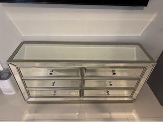 Mirrored Dresser with 2 night tables