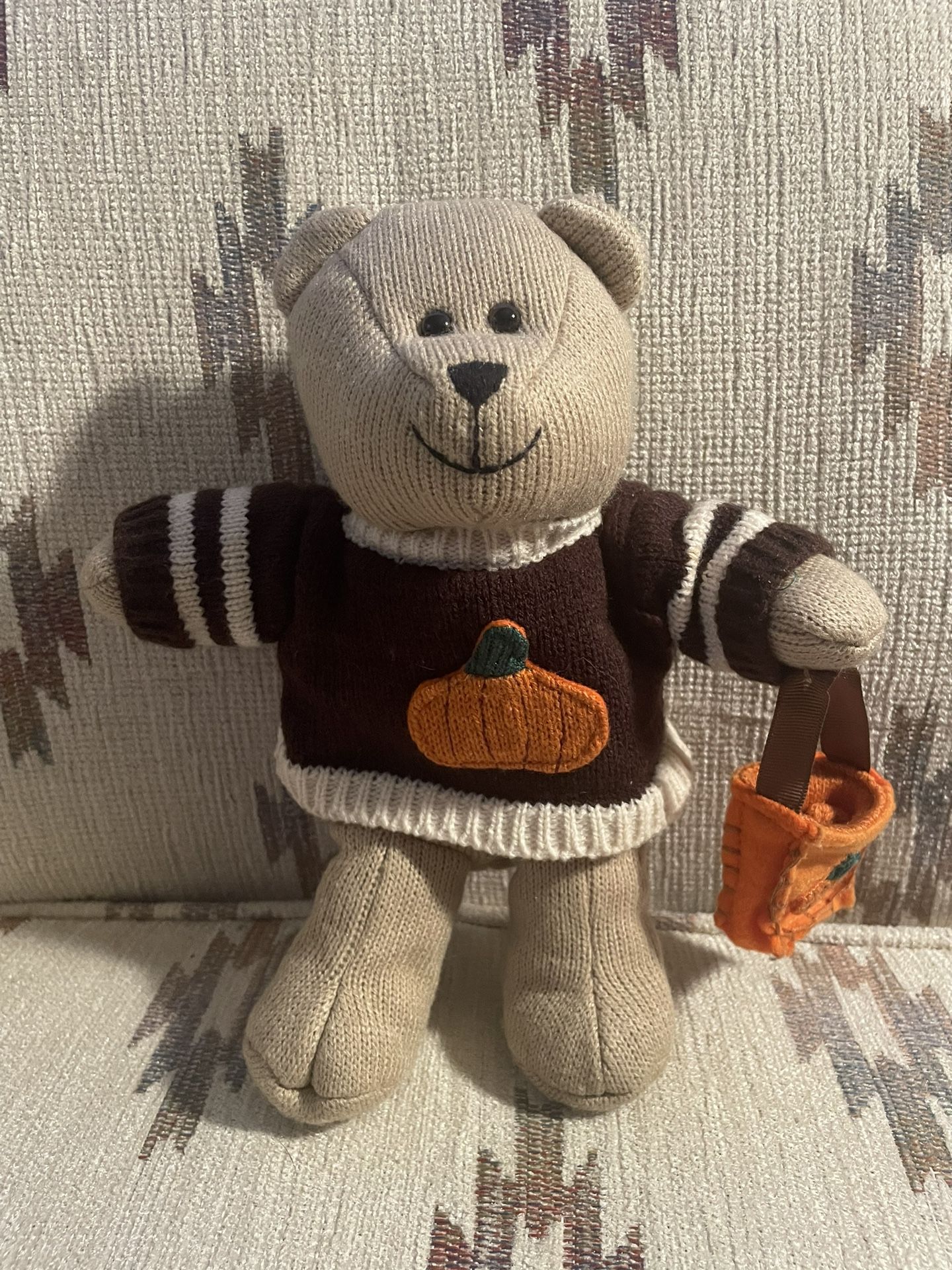 Starbucks Bearista Bear Plush 2009 Sweater Pumpkin Tote Halloween Stuffed Animal