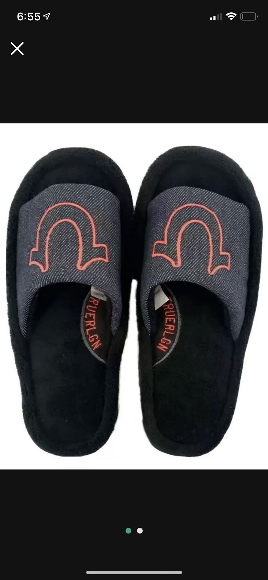 NEW TRUE RELIGION Mens Slides Slippers Blue Denim Red Black Soft