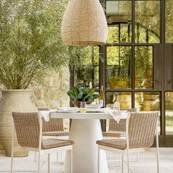 Pottery Barn Wood Bead Pendant Ceiling Light Chandelier Coastal Beach HUGE 22” Whitewash NEW