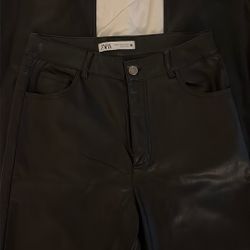 Zara straight leg Leather Pants