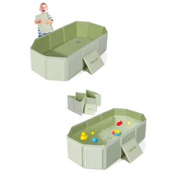 Orzbow Collapsible Baby/Toddler Portable Non-Slip Base Bathtub Green