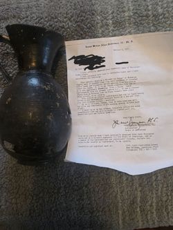 Ancient Etruscan-Roman Black Clay Vase with Appraisal Letter