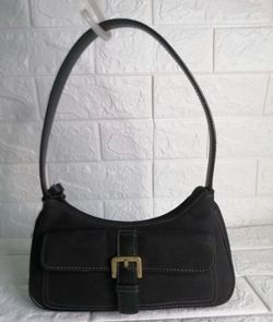 Vintage Y2K Nine West Black baguette Shoulder Bag - Contrast Stitching & Buckle