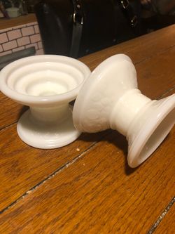 Vintage milky white 3-way candle holders