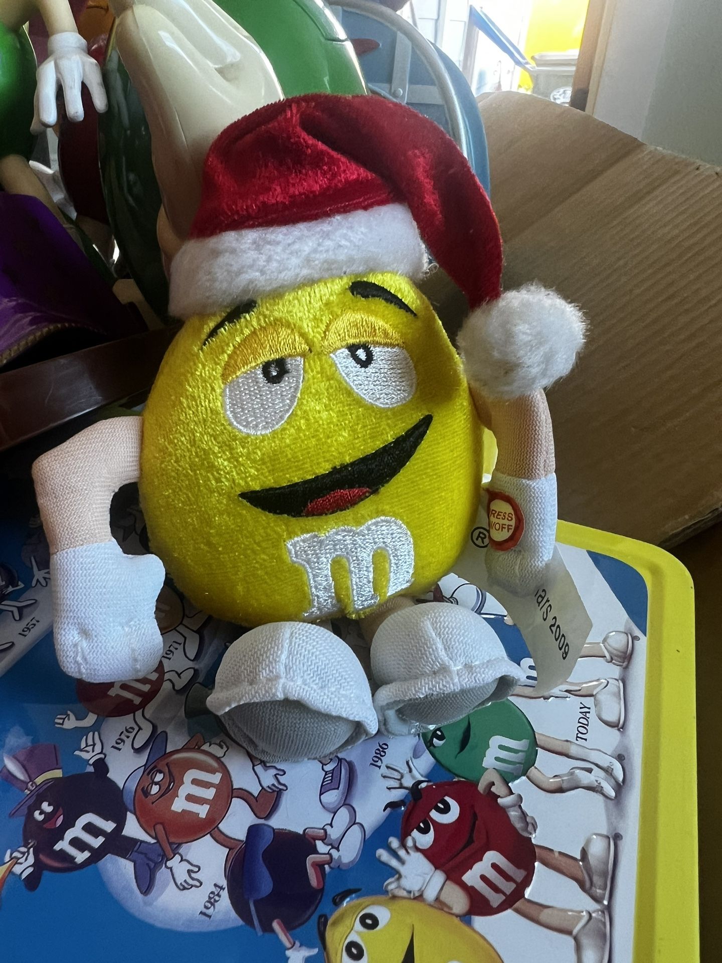 Yellow M&ms Santa Hat Christmas Keychain