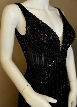 Elegant Black Sequin Evening Gown