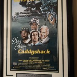 CADDYSHACK Chevy Chase Signed Movie Poster. Measures 18x24 