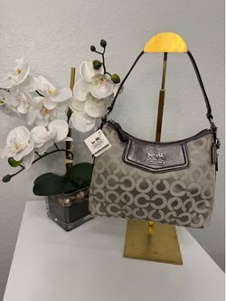 Coach Madison Dotted Op Art Sateen Top Handle Pouch
