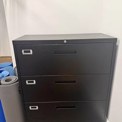 Black Filing Cabinet 3 Drawer Office Storage