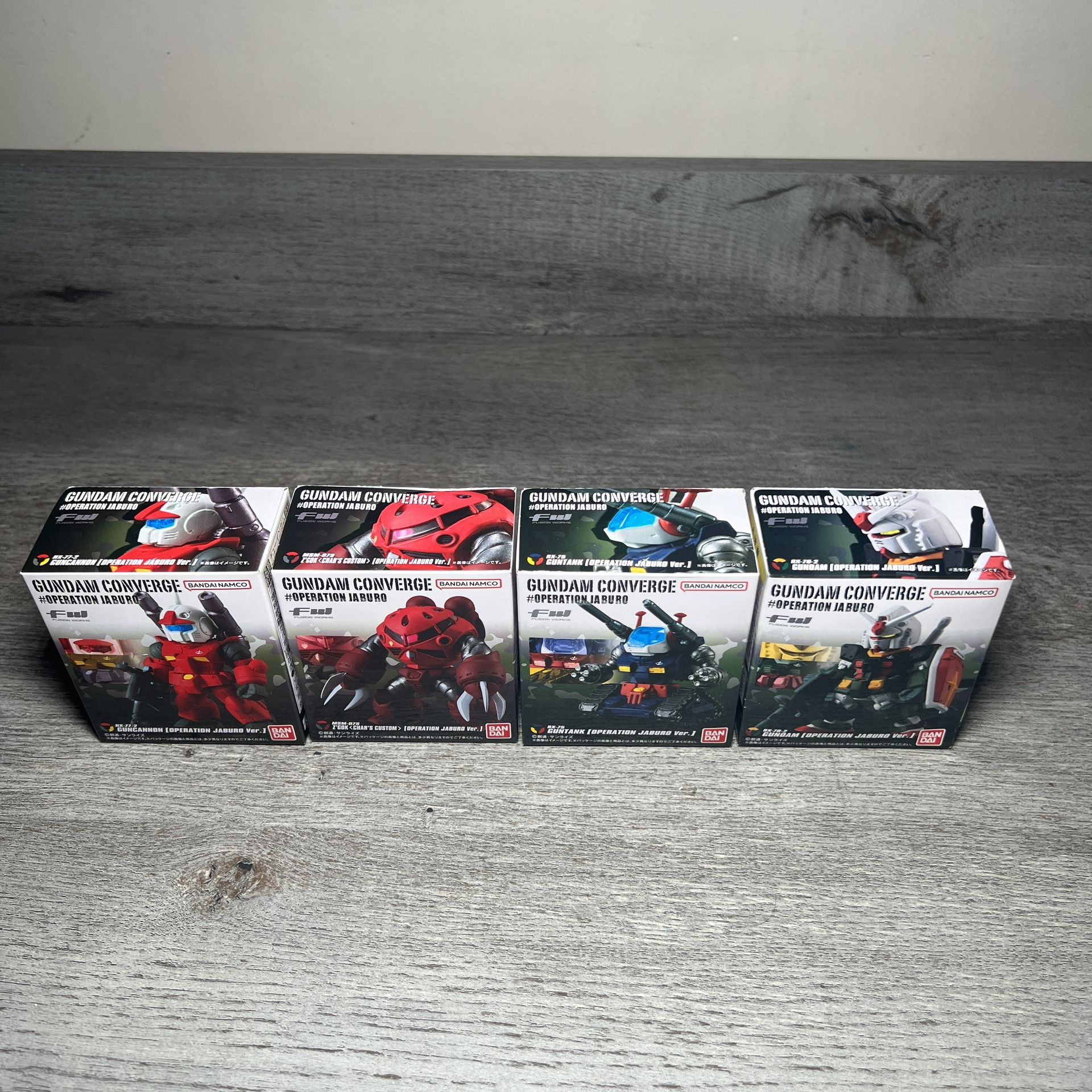 Gundam Converge Operation Jaburo. Guncannon, Char’s Z’Gok, Guntank, RX-78.