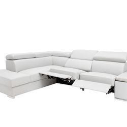 White Sectional Sofa With Reclining Chairs 