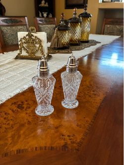 Vintage Crystal Salt and Pepper Shakers 6”