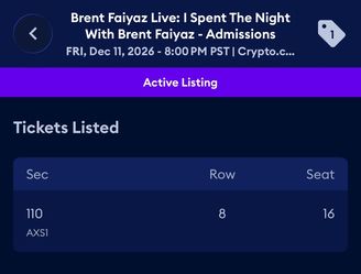 BRENT FAIYAZ TICKET ONE LA