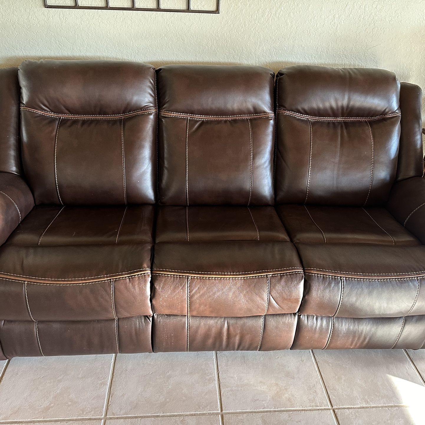 Chocolate  Brown Leather Couch 