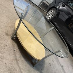Glass Coffee Table w/ Wooden Base- Delivery Available