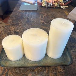 Pillar Candles With Tray