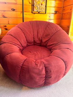 Oversized Round Accent Chair Burgundy