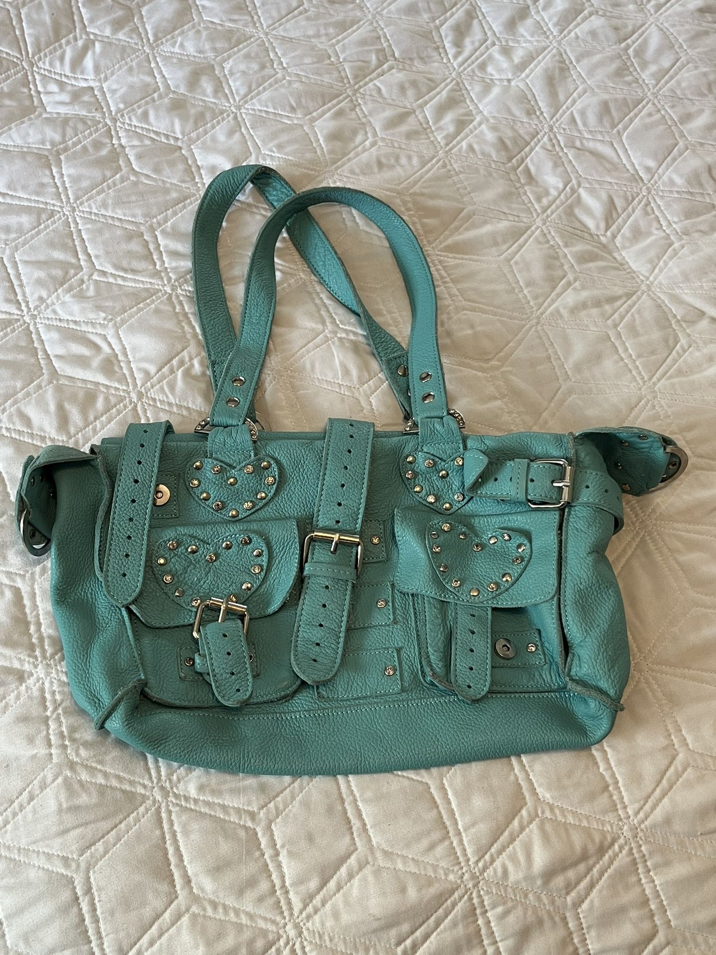 Vintage Purse “Charm And Luck” Or “Lucky Charm” Teal Bag