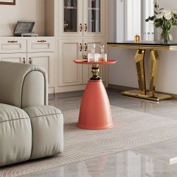 15" Red /Gold Round Decorative Side Table [NEW IN BOX]  **No Assembly Req