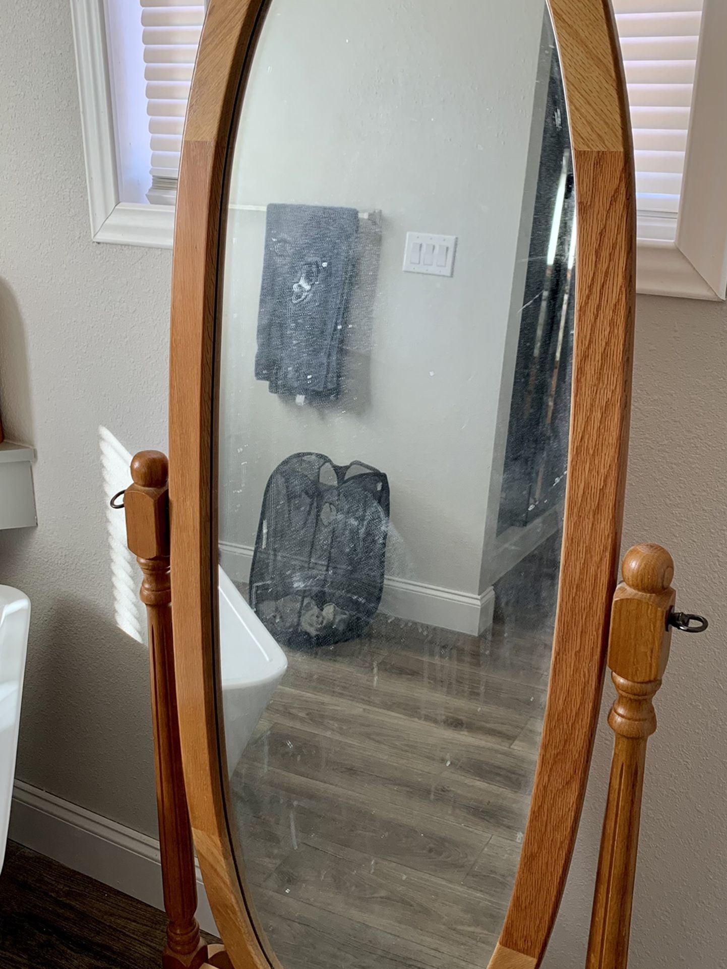 Wood Framed Free -Standing Mirror