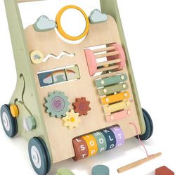 Wooden Baby Walker, Baby Push Walker, Montessori Toddler Walker Toy, Push and Pull Learning Activity Walkers, Baby Walker with Wheels for Boys&Girls 1