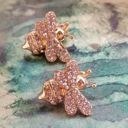Rhinestone Bee Earrings