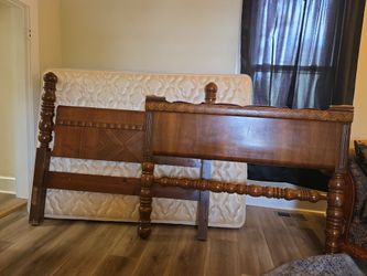 Vintage bed frame , matress in box spring both in great condition