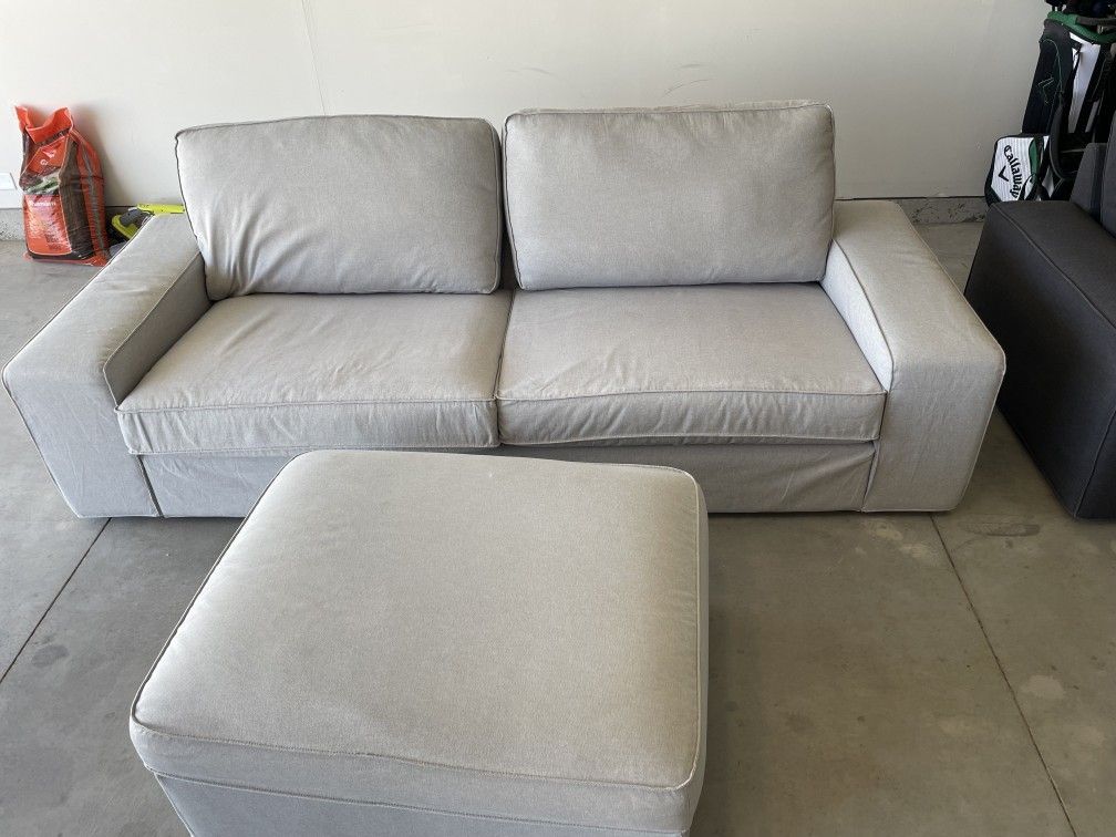 Light Grey Couch & Ottoman - Clean
