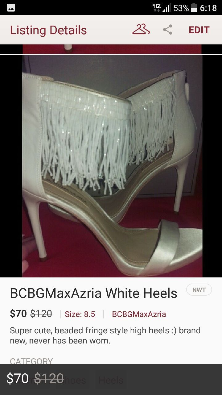 bcbgeneration fringe white heels  Shoes