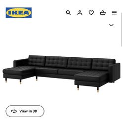 Black Real Leather Sectional Sofa