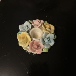 Vintage Floral Candles Holder Porcelain Japan