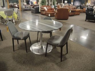 Zuo Modern 48" Tulip Table - Gray Marble Top With Polished Silver Base
