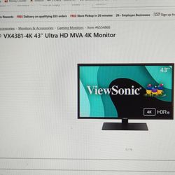 View Sonic Vx43 80-4k43-in Ultra HD 4K Monitor