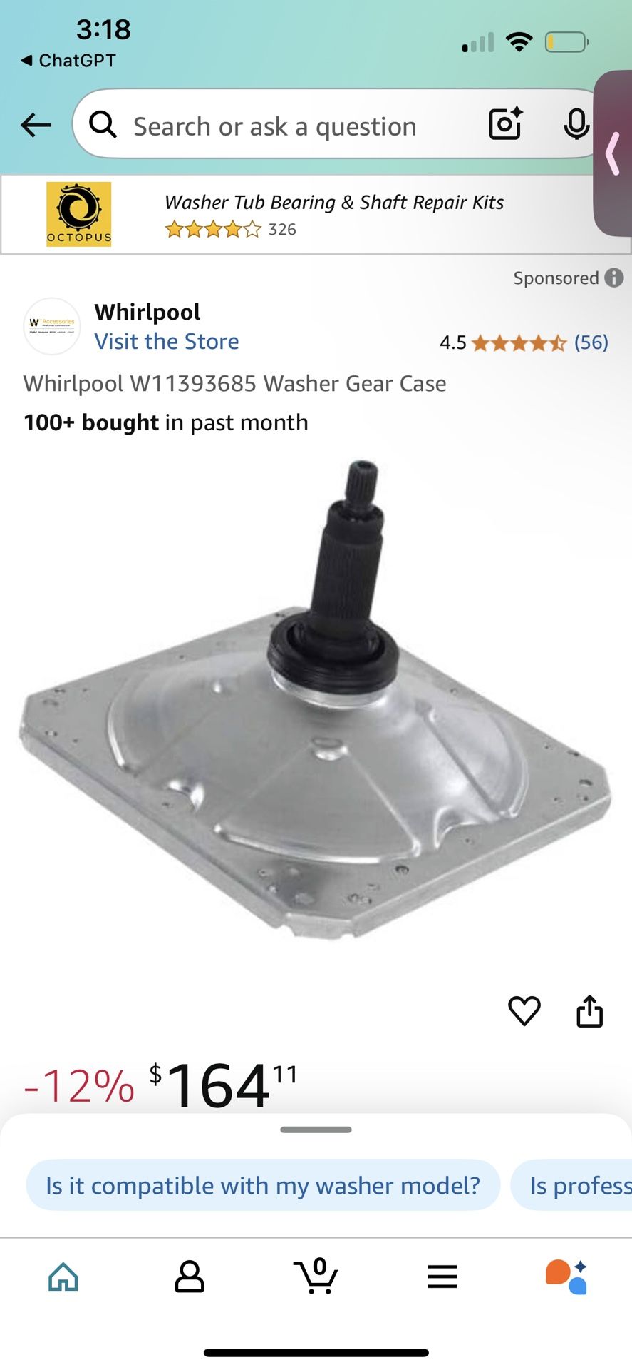 Whirlpool W11393685 Washer Gearcase