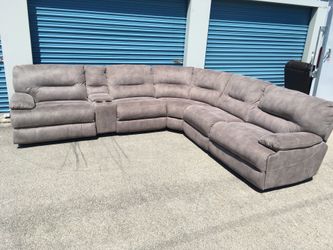 Gray Power Reclining Sectional Sofa Couch