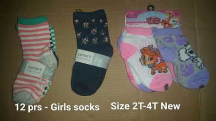 New Girls Sz 2-4 new sock lot Disney & Carter's 12 pairs nwt