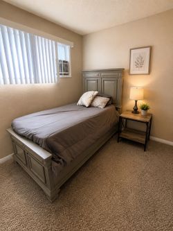 Twin Bed + Bed Frame (Mattress Included) – Good Condition