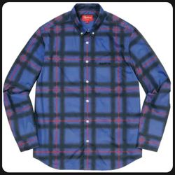 SUPREME 100% AUTHENTIC NEW in Bag Unopened Blue Spray Tartan Shirt Sz M