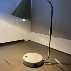 Adjustable White Gold Side Table Lamp