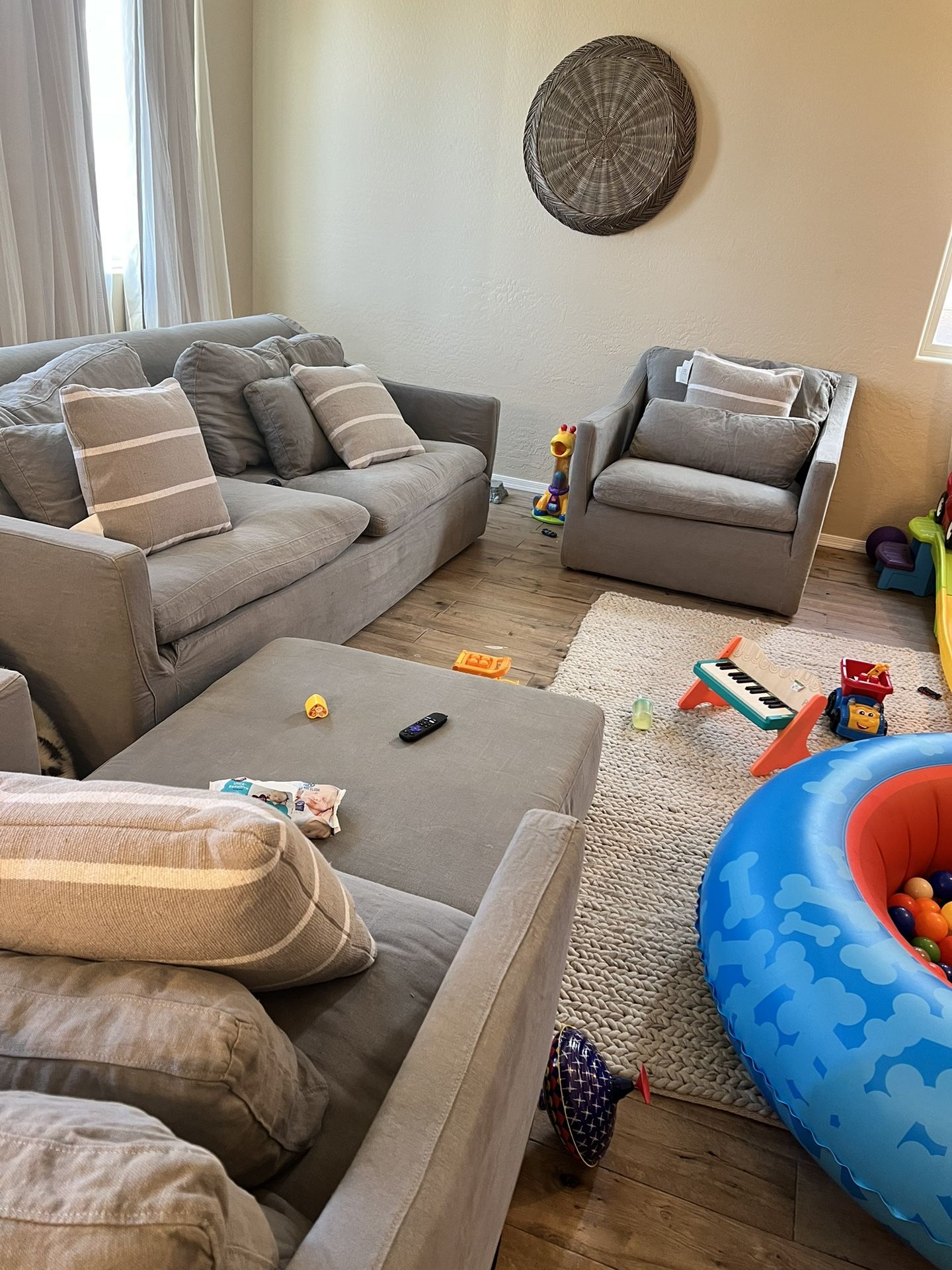 Restoration Hardware LUXE Cloud 9 Foot Sofa And 2 LUXE Chairs