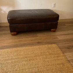 Genuine Brown Leather Ottoman