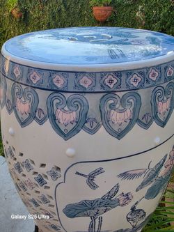 vintage hand painted garden stool.