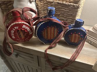 Leather Bound Scandinavian Glass Canteens