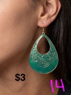 Teal Boho Teardrop Dangle Earrings